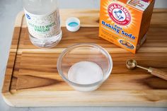 ingredients to make homemade baking soda sitting on a cutting board