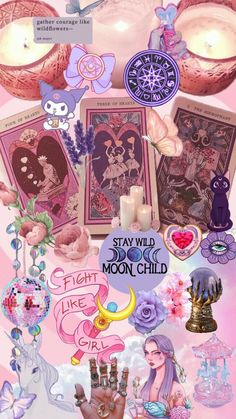 a collage of images with the words stay wild and moon child