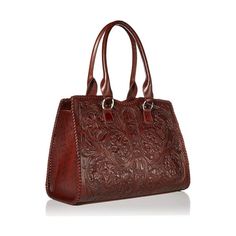 Embossed Tote Bag For Travel, Hand Tooled Top Handle Satchel, Everyday Embossed Tote Satchel, Elegant Hand-tooled Brown Shoulder Bag, Brown Embossed Tote Shoulder Bag, Elegant Brown Hand-tooled Shoulder Bag, Elegant Brown Hand Tooled Shoulder Bag, Brown Embossed Satchel Bag, Embossed Tote Bag For Everyday Use