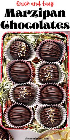 Marzipan Chocolates in a gift tin Vegan Marzipan, Sweet Balls, Almond Candy, Christmas Candy Gifts, Chocolate Candy Recipes, Homemade Food Gifts, Christmas Food Gifts