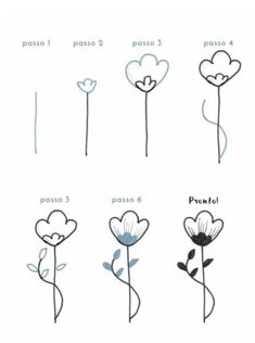 how to draw flowers step by step with pictures for kids and beginners in spanish