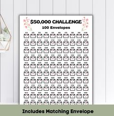 a poster with the words $ 10, 000 challenge and envelopes in black ink