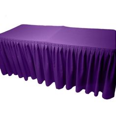 a purple table cloth with pleated edges