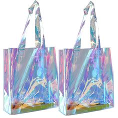 PRICES MAY VARY. 【Stylish Iridescent Color Bag】The hologram tote bag has a rainbow iridescent simulated holographic gradient swirl in beautiful girly tones of teal, purple, blue, and pink. Sophisticated, unique, stylish, and you will surely get a lot of compliments. 【Clear Tote Bag】The rainbow color is not only beautiful but also it helps cover your personal item and at the same time keep them clear. It's easy to check what's inside your bag, and perfect for a job that requires transparent bags Jelly Gift, Clear Handbags, Rainbow Iridescent, Clear Tote Bags, Clear Plastic Bags, Pool Bags, Transparent Bag, Travel Tote Bag, Clear Bags