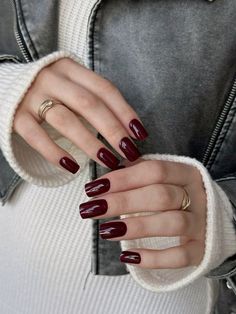 One Color Nails, Manicure Nails, Chic Nails, Nail Manicure, Red Nails, Hair And Nails, Manicure, Nails, Color