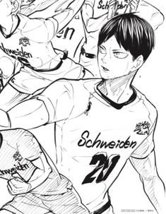 an anime drawing of two soccer players with the number twenty on their shirt and one is holding