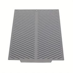 a gray floor mat with wavy lines on the top and bottom, against a white background