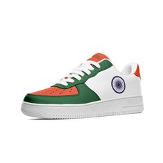 "Extremely comfortable custom leather India sneakers with design on both sides, India green and yellow accents & India text on the tongues - Perfect shoes to match your jersey on gameday. These are awesome for any India soccer fan or anyone who is from India! .: Made of leather .: Great quality! .: 3-13.5 US sizes .: Non-marking rubber outsole for traction and durability .: Perforated toe box provides breathability. .: Comfort and impact protection. I Can Ship Worldwide! ** Please allow 1-3 weeks for delivery  Note that sizes are listed in / suitable for both men and women (see pictures for size chart). Refer to the \"insole length\" column for the most accurate fit. India Shoes for Men & Women | Custom India Flag Sneakers" Green Basketball Shoes With Perforated Toe Box For Streetwear, Sporty Custom Leather Sneakers For Sports Events, Green Low-top Basketball Shoes With Perforated Toe Box, Multicolor Low-top Sneakers For Sports Events, Team-colored Sneakers For Streetwear, Green Basketball Shoes With Perforated Toe Box, Custom Leather Low-top Sneakers For Sports Events, Low-top Sneakers For Streetwear With Team Spirit, Low-top Sneakers For Streetwear, Team Spirit Style