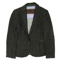 ZARA Basic Blazer Tweed Jacket Green Wool Check Womens S Blazer Tweed, Basic Blazer, Wholesale Shoes, Green Wool, Tweed Blazer, Zara Basic, Cardigan Coat, Green Jacket, Tweed Jacket