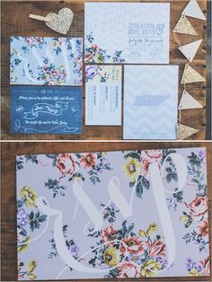 the wedding stationery is laid out and ready to be used