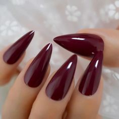 Nails Witchy, Nail Kits, Wide Nails, Wine Nails, Long Press On Nails, Witchy Goth, Long Stiletto, Burgundy Nails