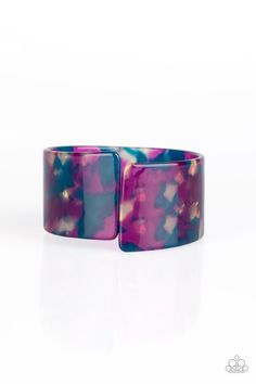 Smudged in blue and purple, an iridescent acrylic cuff asymmetrically wraps around the wrist, creating a tilted opening for a retro finish. Sold as one individual bracelet. P9ST-MTXX-009XX RELEASED 5 NOV 20 Paparazzi Accessories Jewelry, Iridescent Acrylic, Groovy Vibes, Multicolor Bracelet, Acrylic Bracelet, Purple Bracelet, Paparazzi Accessories, Paparazzi Jewelry, Silver Bars