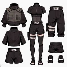 Ninja Clothes Naruto, Naruto Clothing Ideas, Naruto Outfits Design, Ninja Outfit Female Naruto, Ninja Outfit Design Male