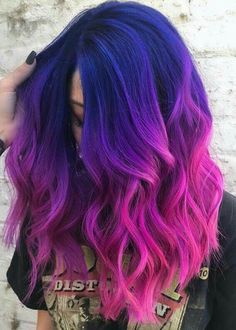 Magenta And Purple Hair Color Combos, Fantasy Hair Color 2023 Trends, Purple Into Pink Hair, Cool Hair Colors For Short Hair, Summer Vivid Hair Color, Danger Jones Hair Color, Galaxy Hair Color, Blue And Purple Hair