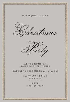 an elegant christmas party card with gold foil