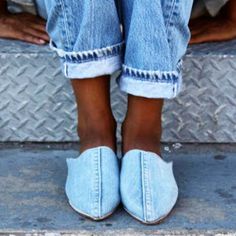 Casual Spring Slippers With Pointed Toe, Handmade Casual Mules, Casual Light Blue Slip-on Slippers, Summer Casual Slippers With Pointed Toe, Casual Summer Slippers With Pointed Toe, Casual Pointed Toe Slippers For Summer, Casual Pointed Toe Mules, Casual Blue Flat Slippers, Trendy Blue Slip-on Mules