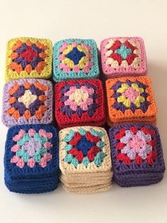 Welcome ! This listing is for 110 pieces Hand Crocheted Unblocked Granny Square Doilies  50%Cotton 50% Acrylic  Yarn weight : 4 Medium  Color : Multicolor                Measurements(approximately):   3" x 3" (7,5cm x 7,5cm)  CARE Machine wash 30o C or handwash in warm water  And you can iron it with lightly steam . If you have any question about items(size,color ,custom made..)please convo me , l will do my best . Thank you for visiting and have a great day !! Granny Square On Loom, Granny Square Color Combinations, Half Granny Square, Granny Squares, Square Pattern, Crochet Granny, Dining Linens, Have A Great Day, Hand Crochet