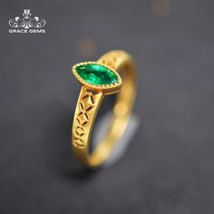 18k gold natural marquise emerald ring/Vintage antique emerald wedding gift/one of a kind Art Deco promise gift/Handmade unique anniversary Item Details: Handmade: Yes Designing and producing location: Denver, The United States When: it is custom made to order Handmade duration: 1-2 weeks Metal: Solid 14K & 18K Gold Band color: Rose gold, Yellow gold, White gold Total Weight: 1.5g+ The Center stone: Nature: 100% natural emerald Shape: marquise Carats: 0.32CT Clarity: Vs Side stones: 0 pieces Emerald Ring Vintage Antique, Emerald Ring Vintage, Fake Stone, Emerald Wedding, Spring Engagement, Plain Bands, Emerald Earrings, Keep Jewelry, Gift Handmade