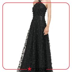 in stock Black Spring Gala Gown, Black Gown For Spring Gala, Black Evening Gown For Spring, Long Black Dress Formal, Halter Gown, Floating Flowers, Black Dress Formal, Black Gown, Eliza J