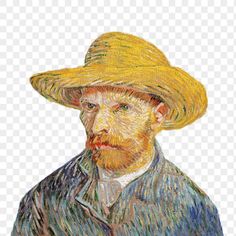 a painting of a man wearing a yellow hat