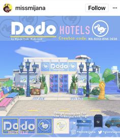 the front cover of dodo hotels, which is featured in an animated video game