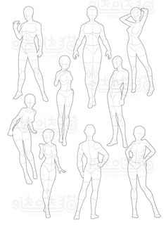 the silhouettes of people in various poses and body shapes, all with their hands on their hips