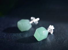 Rough Aventurine Sterling Silver Stud Earrings Summer Jewelry Trends, Stone Stud Earrings, Vintage Stud Earrings, Chunky Jewelry, Gemstone Stud Earrings, Stone Studs, Gemstone Studs, Fine Jewelry Designers, Gemstone Healing