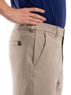 Mens Covert Cargo Chino | Hidden Pocket Travel Cargo Pant | SCOTTeVEST Casual Pants With Functional Pockets For Travel, Casual Travel Pants With Functional Pockets, Casual Solid Color Pants For Travel, Travel Pants With Side Pockets And 4-way Stretch, 4-way Stretch Travel Pants With Side Pockets, Functional Khaki Pants With Hip Pockets, Casual Cargo Pants With Hidden Pockets For Work, Classic Khaki Cargo Pants With Pockets, Classic Khaki Cargo Pants