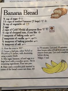 a banana bread recipe with instructions for baking