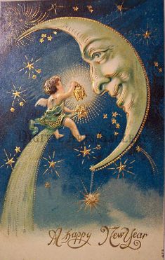 an image of a man and woman kissing on the moon with stars in the sky