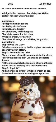 the recipe for an ice cream sundae is shown