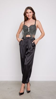 Elevate your summer wardrobe with this chic satin black cargo , designed for both style and comfort. These pants exudes sophistication with its clean lines and flattering silhouette, while the cargo styled pants offer a modern twist with their relaxed fit and convenient pockets. Features: Pockets Satin Fabric Black 80276 P3-14 Tropical Luxury, Strapless Neckline, Satin Pants, Black Cargo, Fabric Black, Satin Top, Resort Style, Pitcairn Islands, Top Sales