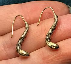 I just added a new item to eBay, 14k Yellow Gold Ear Wires & Brass Cobra Snake Earrings.! #eBay #eBaySeller Asp Snake, Lose A Stone, Cobra Snake, Mermaid Pendant, Green Mermaid, Engraved Pendant, Egyptian Revival, Snake Earrings, Art Deco Period