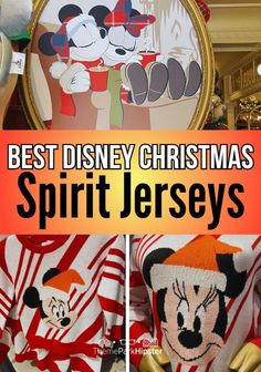 christmas sweaters with mickey mouse on them and the words, best disney christmas spirit jerseys