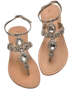 Oui! / Silver ankle strap | Mystique. Flat sandals. The woes of having a fiance the same height as you. || Mystique Sandals, Wedding Shoes Ideas, Summer Wedding Shoes, Jeweled Sandals, Shoes Ideas, Chic Shoes, Cute Sandals, If The Shoe Fits, Crazy Shoes