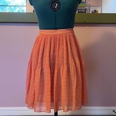 Nwt French Connection Orange Stripe Skirt Size: 4 Orange Tiered Skirt For Day Out, Stripe Skirt, French Connection, Orange White, Color Orange, Womens Skirt, Size 4, Skirt, Orange