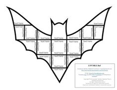 a bat cut out from squares with the words batman written in black and white on it