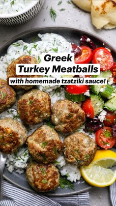 greek turkey meatballs with homemade tzatzkah