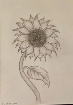 Single Sunflower Drawing, Easy To Draw Sunflowers, Beginner Flower Drawing, Vintage Drawing Ideas Easy, Cool Sketch Ideas Easy Flowers, Sunflower Cartoon Drawing, Easy Sunflower Drawing Simple, Sunflower Easy Drawing, Sun Flower Drawing Simple