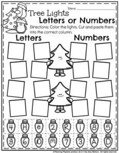 a christmas tree worksheet for students to practice letters and numbers in the classroom