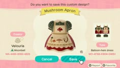 an animal crossing character is shown in this screenshot from the game mushroom adorn