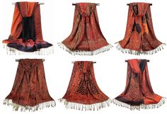 "Here is a collection of our trendy scarves in different shades of black and orange. Every one will find a style. Choose from 6 different styles. Varies in warmth, weight and material. Approximate size is 27\" wide and 72\" long Each scarf is complemented with 3\" hand knit tassels on both edges. This makes a total length of more than 76\" Fast vibrant colors and beautiful trendy designs. ~~Care Instructions~~ Gentle cold hand wash separately Do not bleach just gentle detergent Iron Cool if requ Different Shades Of Black, Festival Scarves, Trendy Scarves, Boho Chic Style, Pashmina Shawl, Black And Orange, Pashmina Scarf, Trendy Designs, Head Wrap