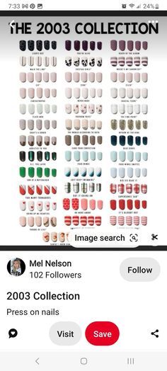 an iphone screenshot showing the various nail polish colors on each page, including red, white and green