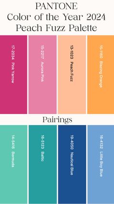 pantone color chart for the year 2012, with different colors in each one section