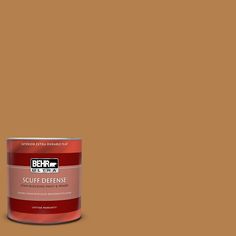 a can of behr paint on a green background with the words, scufff defense