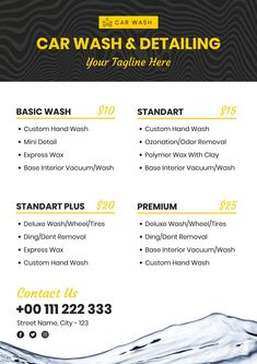 the car wash and detailing flyer