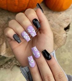 Black And Purple Nails, Nails Halloween