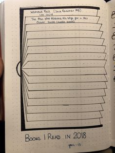 an open notebook with lines drawn on it and the words books i read in 2018