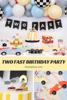 two fast birthday party with cars and balloons