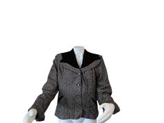 Vintage 1940s Women's Blazer Style Jacket Black and White Tweed Large Shawl Collar Pockets Cuffed Sleeves 1940s Theater Costume Size Large - Etsy Fitted Retro Tweed Jacket For Winter, Vintage Black Long Sleeve Tweed Jacket, 1940s Woman, Jacket Black And White, Shawl Style, Black And White Tweed, Theatre Costumes, Blazer Style, White Tweed